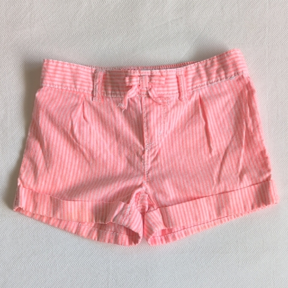 gymboree neon coral striped pull-on cotton blend shorts 2T toddler girls